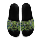 Aotearoa Iwi Whakatohea Slide Sandals Maori Wharenui House Tribal Pattern