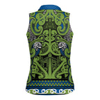 Aotearoa Iwi Whakatohea Women Sleeveless Polo Shirt Maori Wharenui House Tribal Pattern
