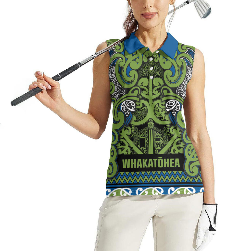Aotearoa Iwi Whakatohea Women Sleeveless Polo Shirt Maori Wharenui House Tribal Pattern