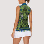 Aotearoa Iwi Whakatohea Women Sleeveless Polo Shirt Maori Wharenui House Tribal Pattern
