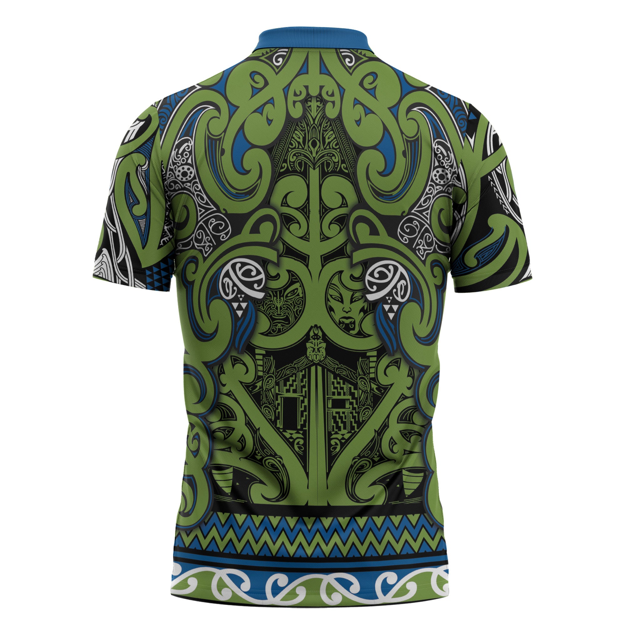 Aotearoa Iwi Whakatohea Zipper Polo Shirt Maori Wharenui House Tribal Pattern
