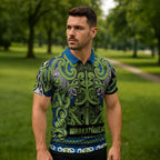 Aotearoa Iwi Whakatohea Zipper Polo Shirt Maori Wharenui House Tribal Pattern