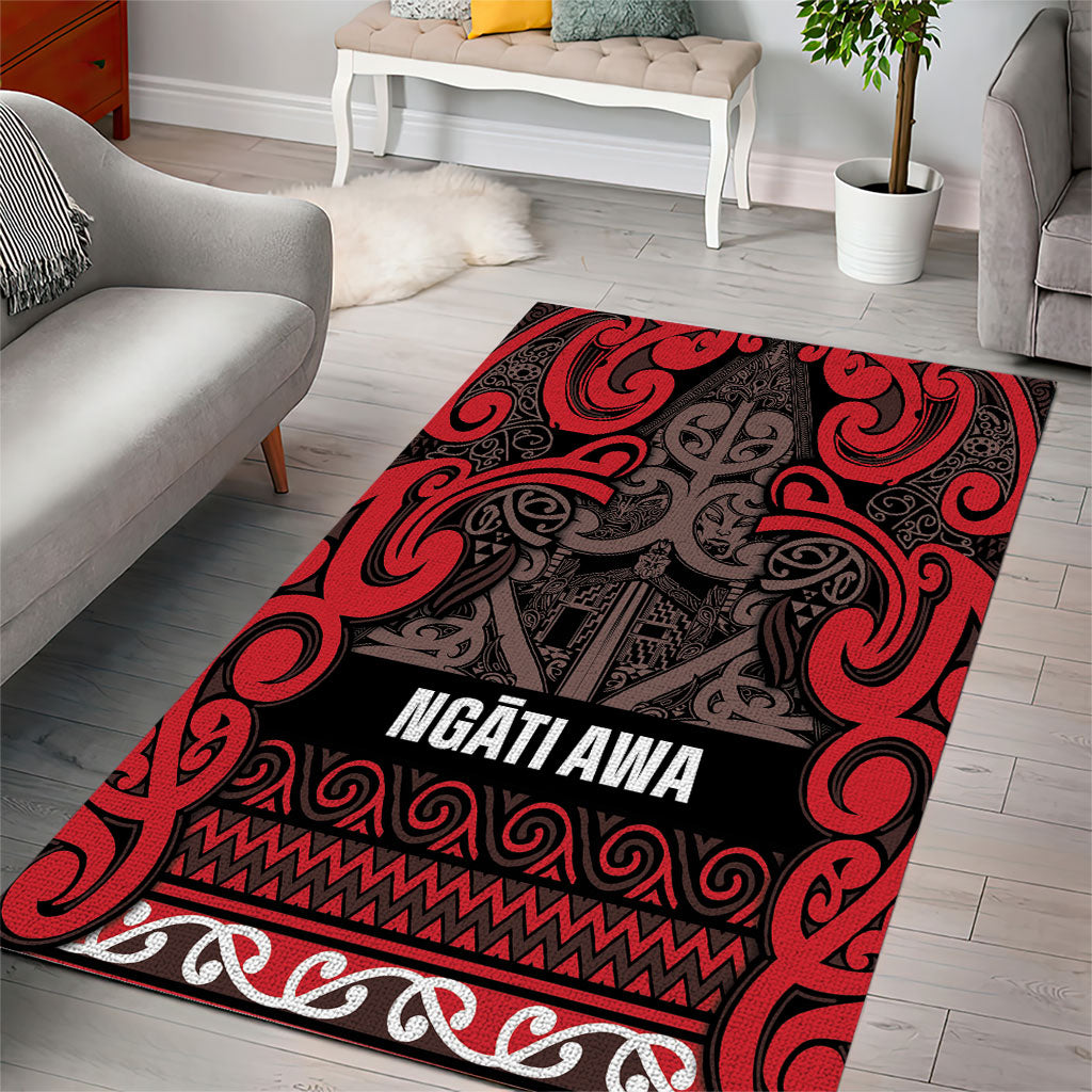 Aotearoa Iwi Ngati Awa Area Rug Maori Wharenui House Tribal Pattern