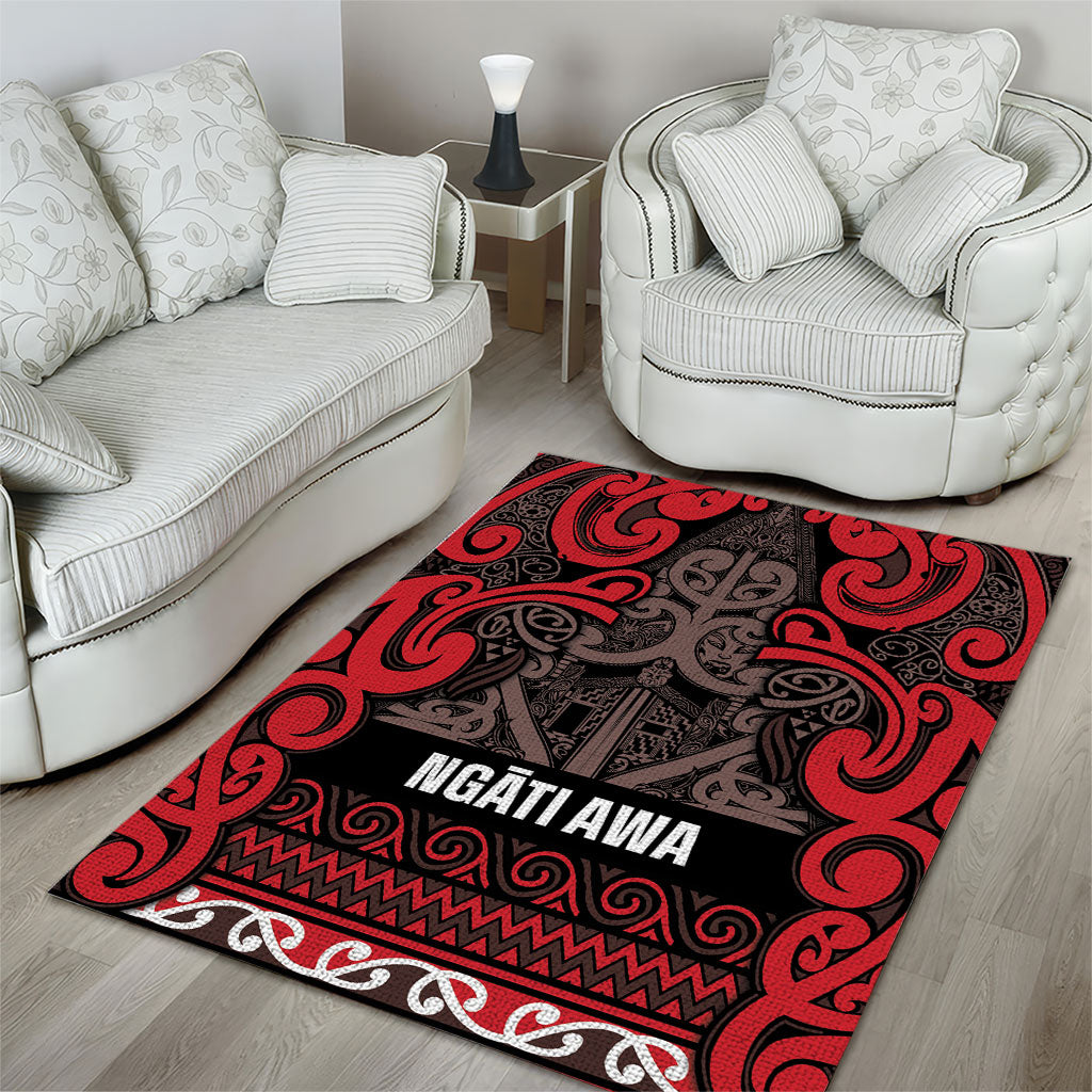 Aotearoa Iwi Ngati Awa Area Rug Maori Wharenui House Tribal Pattern