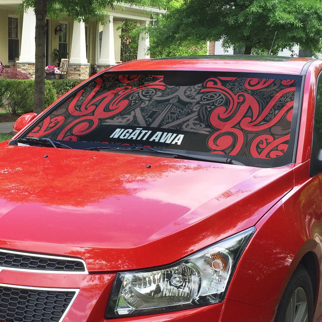 Aotearoa Iwi Ngati Awa Auto Sun Shade Maori Wharenui House Tribal Pattern