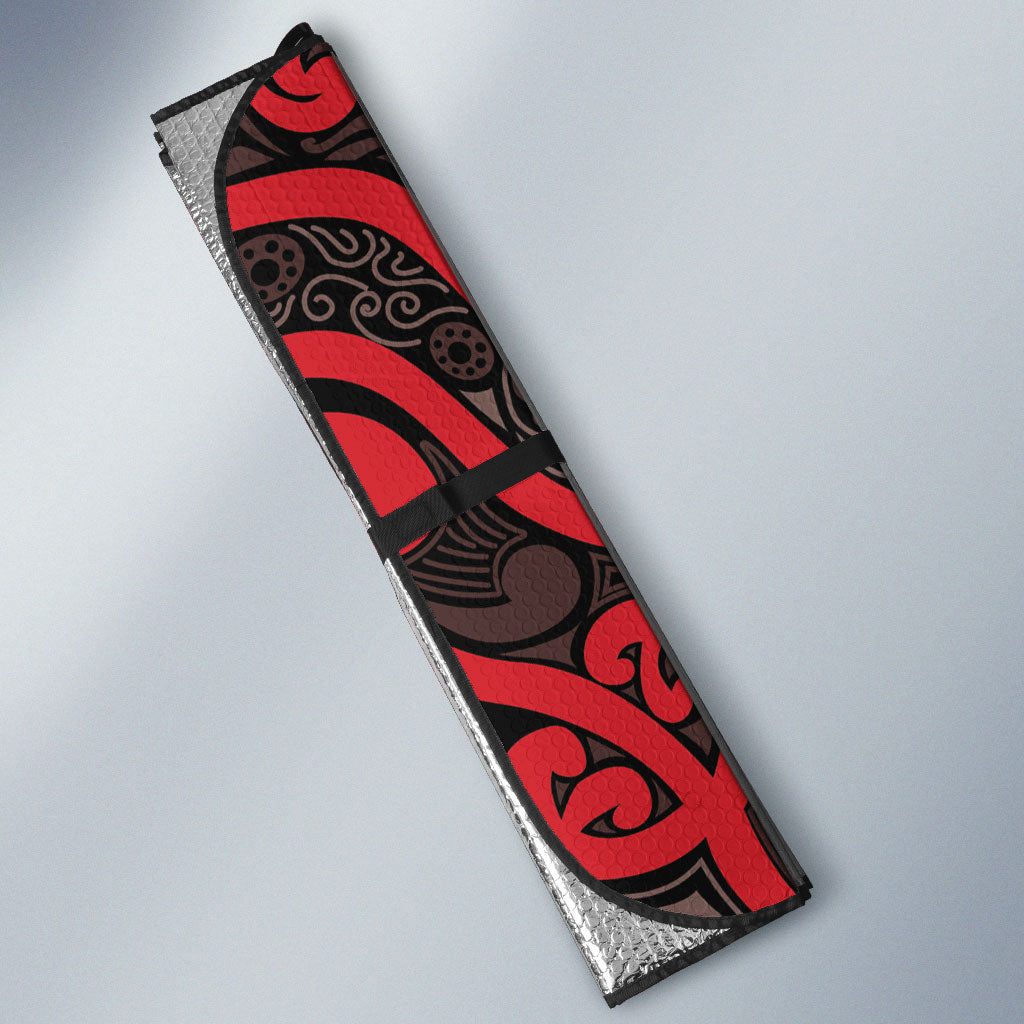 Aotearoa Iwi Ngati Awa Auto Sun Shade Maori Wharenui House Tribal Pattern