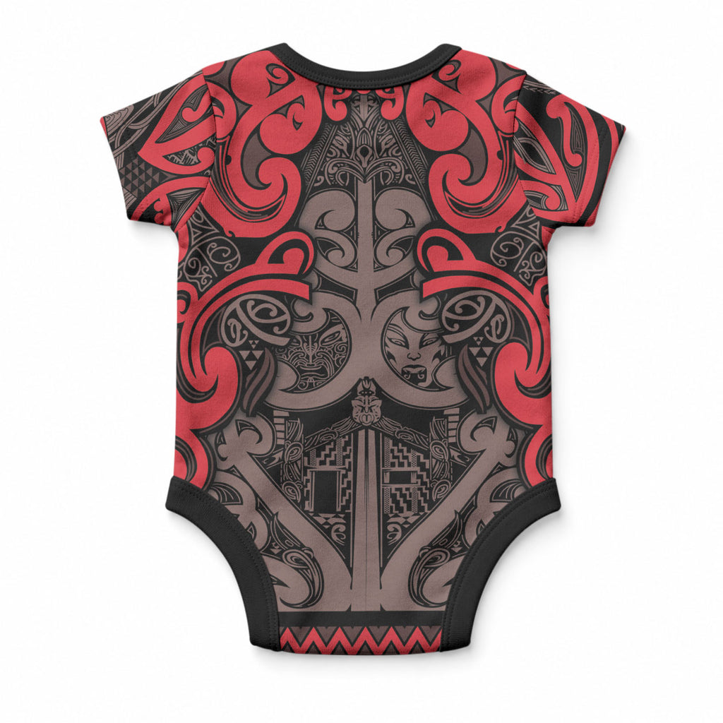 Aotearoa Iwi Ngati Awa Baby Onesie Maori Wharenui House Tribal Pattern