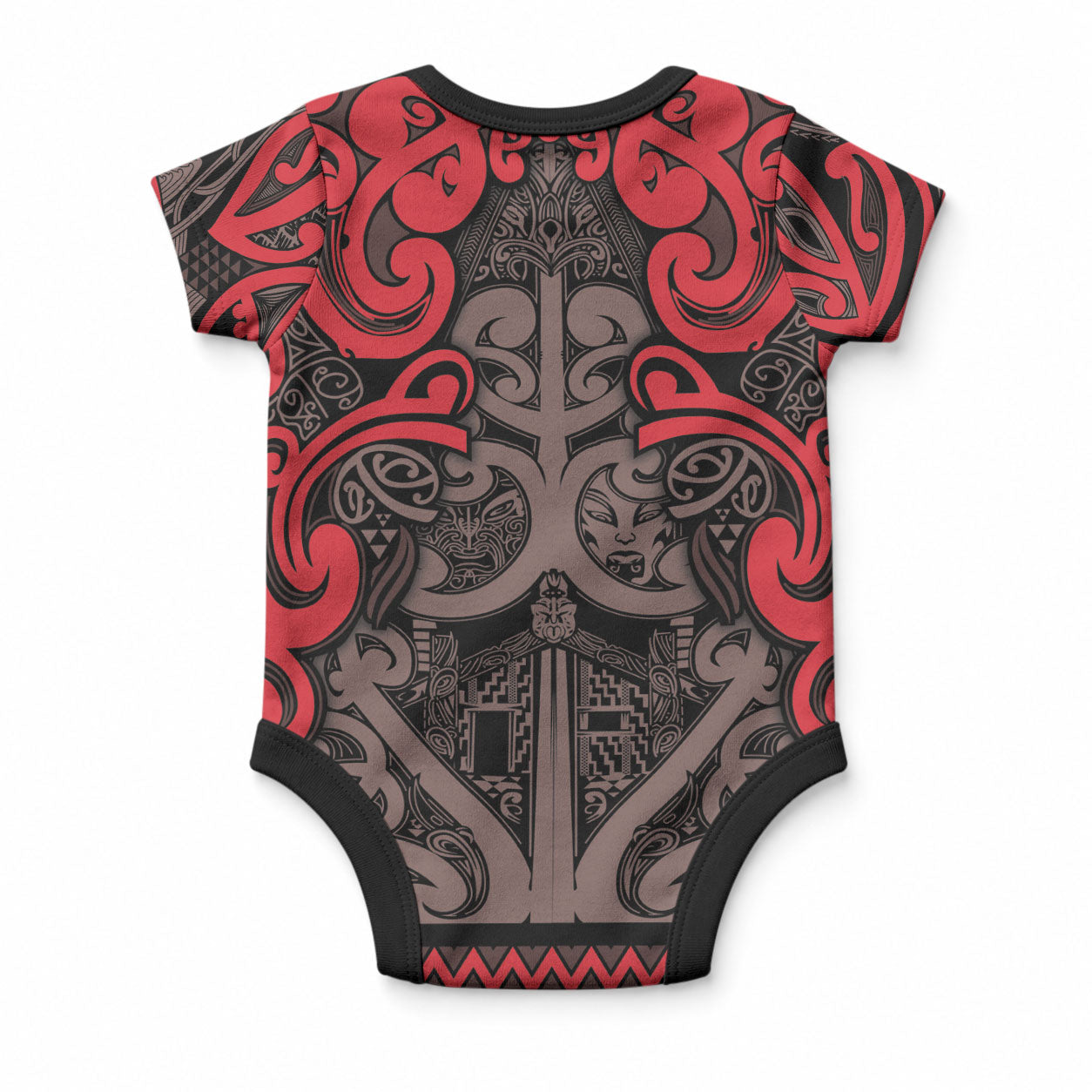 Aotearoa Iwi Ngati Awa Baby Onesie Maori Wharenui House Tribal Pattern
