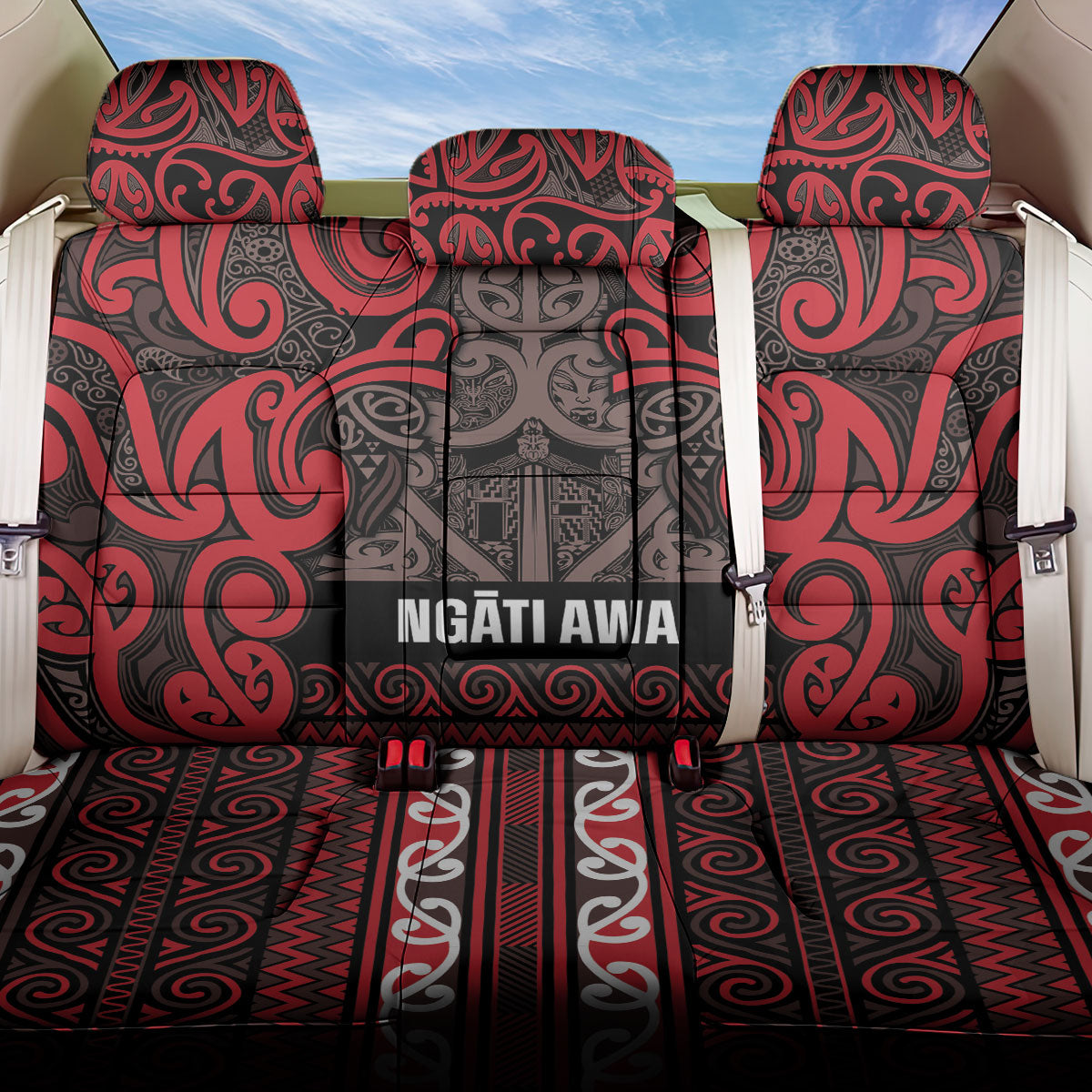 Aotearoa Iwi Ngati Awa Back Car Seat Cover Maori Wharenui House Tribal Pattern