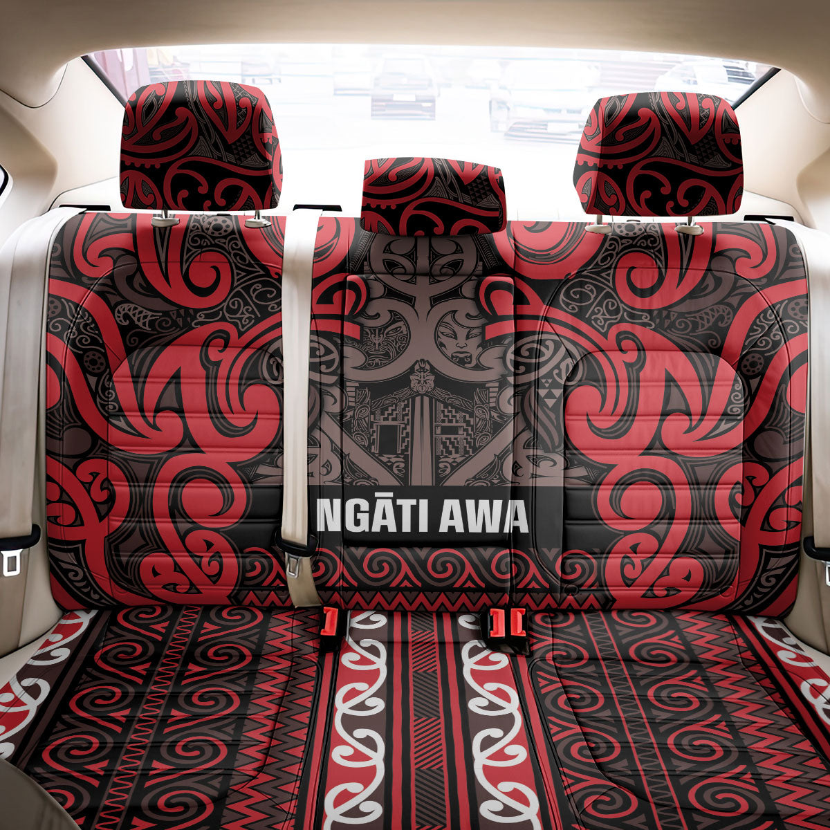 Aotearoa Iwi Ngati Awa Back Car Seat Cover Maori Wharenui House Tribal Pattern