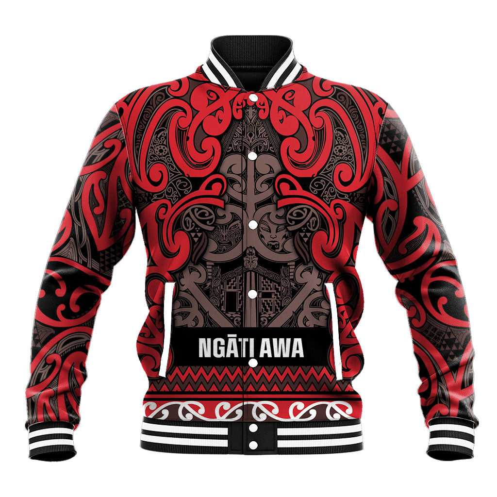 Aotearoa Iwi Ngati Awa Baseball Jacket Maori Wharenui House Tribal Pattern