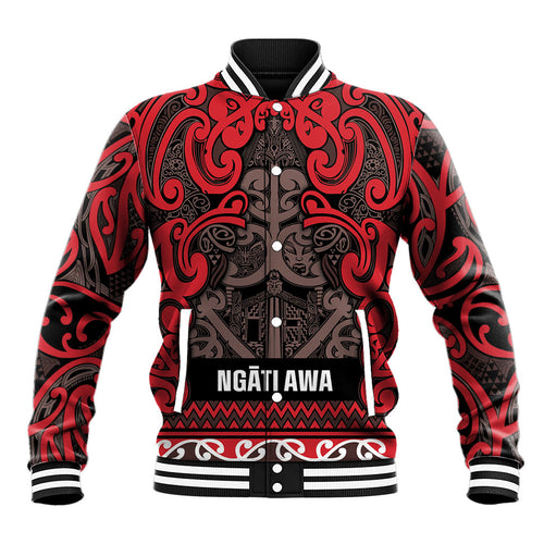 Aotearoa Iwi Ngati Awa Baseball Jacket Maori Wharenui House Tribal Pattern