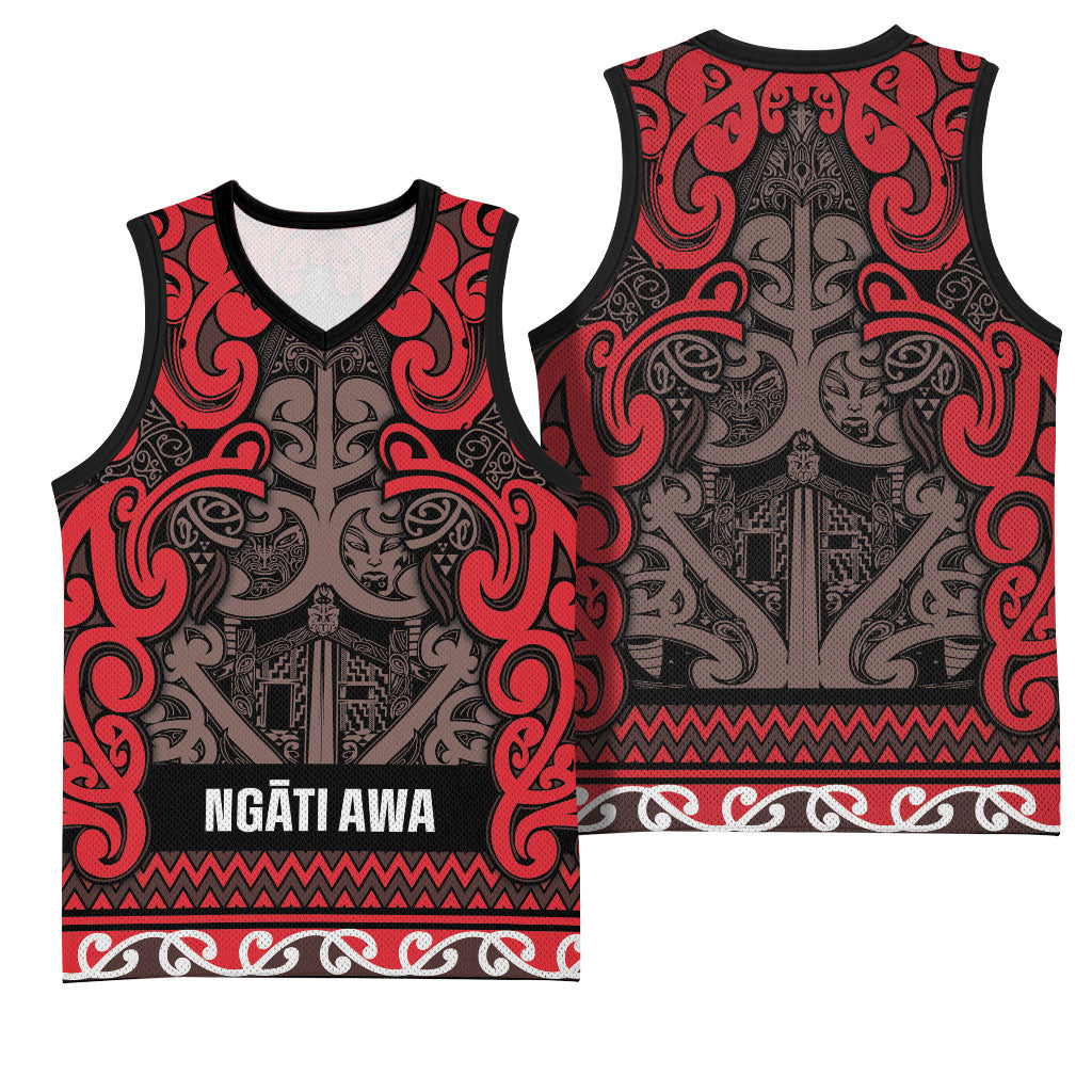 Aotearoa Iwi Ngati Awa Basketball Jersey Maori Wharenui House Tribal Pattern