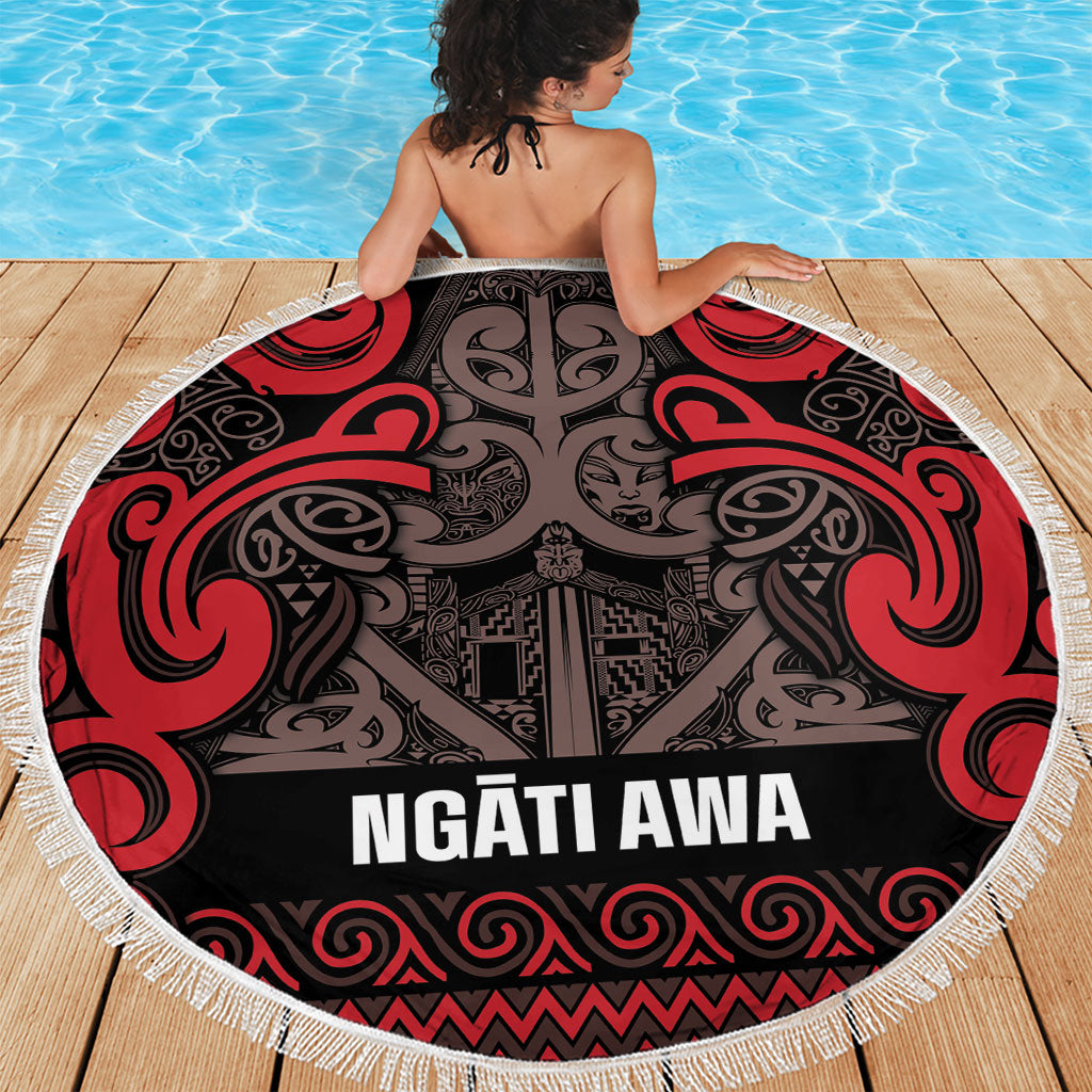 Aotearoa Iwi Ngati Awa Beach Blanket Maori Wharenui House Tribal Pattern