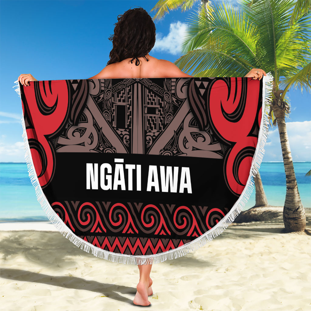 Aotearoa Iwi Ngati Awa Beach Blanket Maori Wharenui House Tribal Pattern