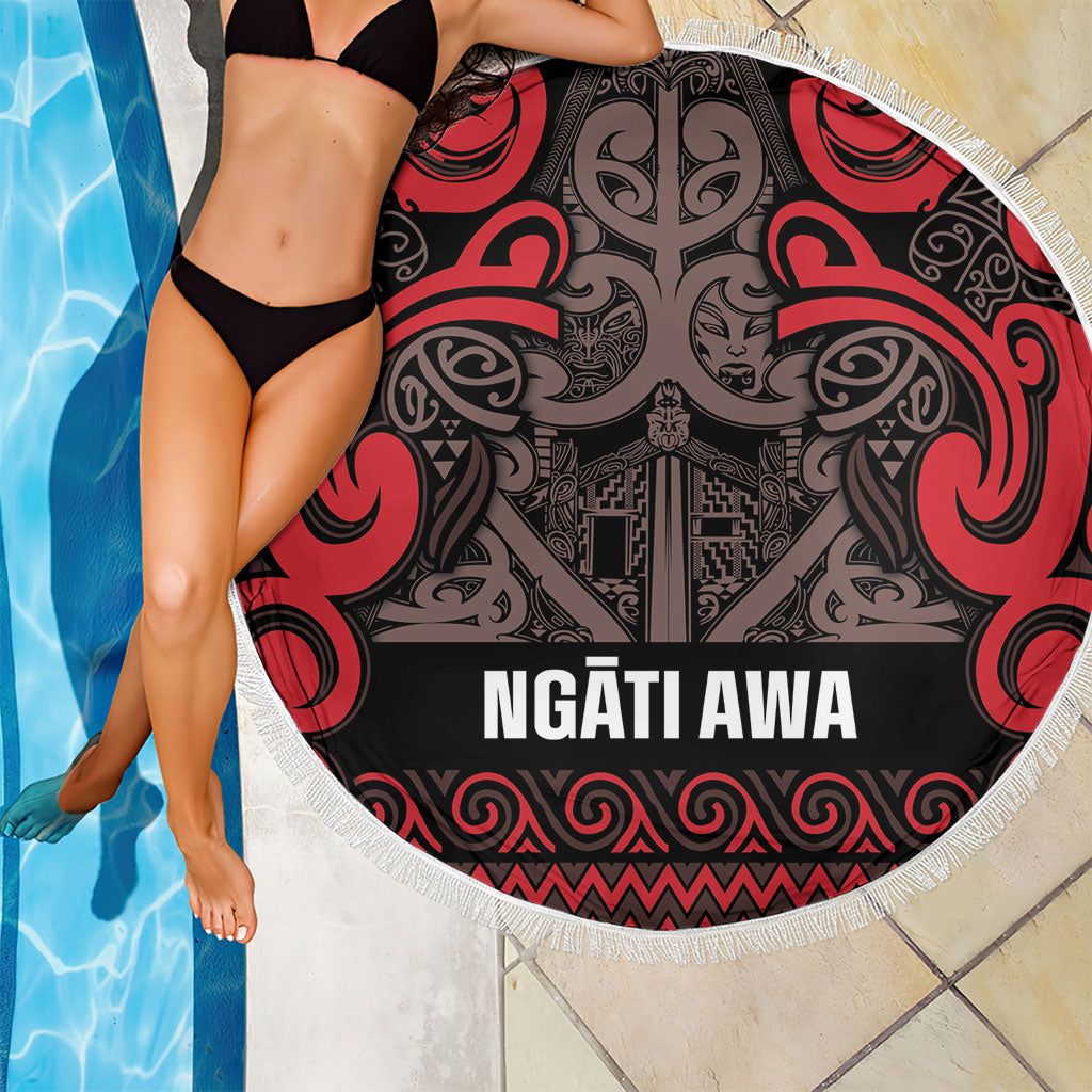 Aotearoa Iwi Ngati Awa Beach Blanket Maori Wharenui House Tribal Pattern