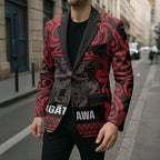 Aotearoa Iwi Ngati Awa Blazer Maori Wharenui House Tribal Pattern