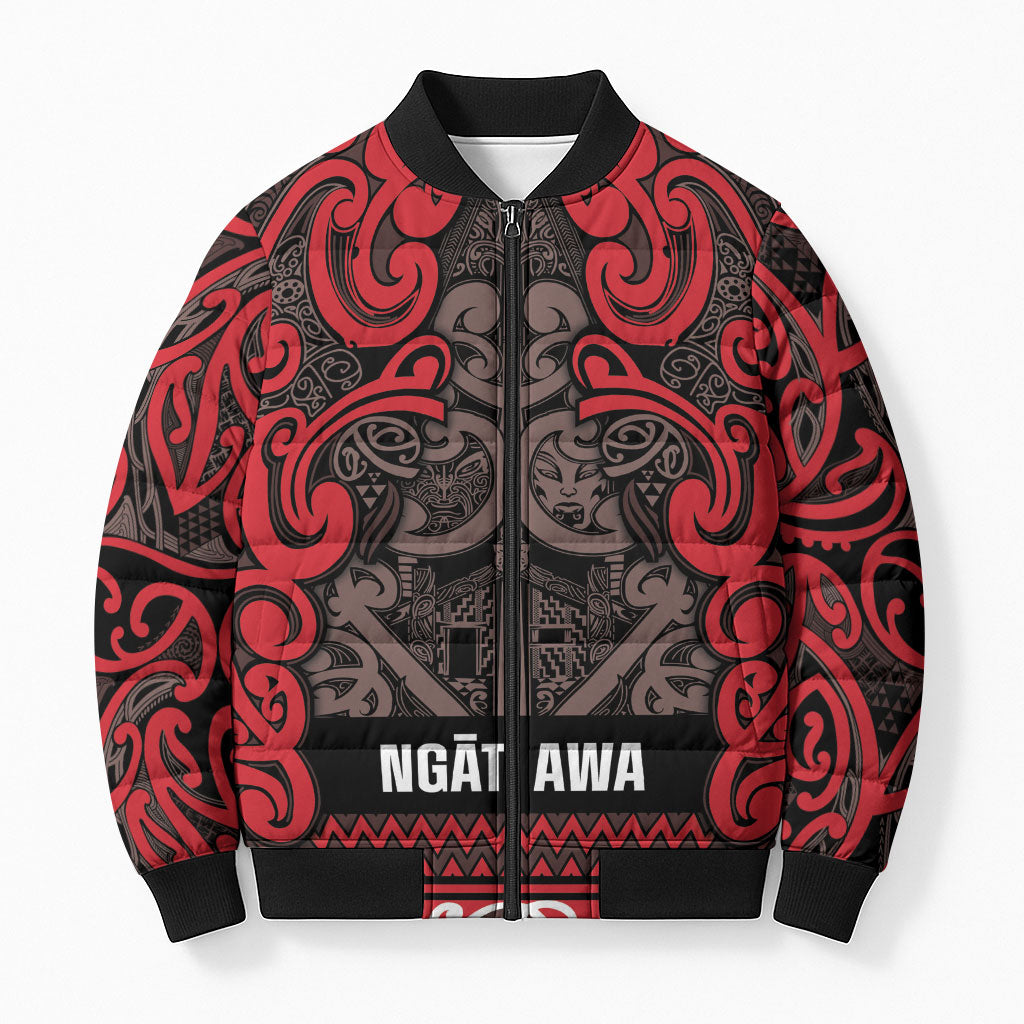 Aotearoa Iwi Ngati Awa Bomber Puffer Jacket Maori Wharenui House Tribal Pattern
