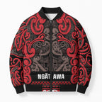 Aotearoa Iwi Ngati Awa Bomber Puffer Jacket Maori Wharenui House Tribal Pattern
