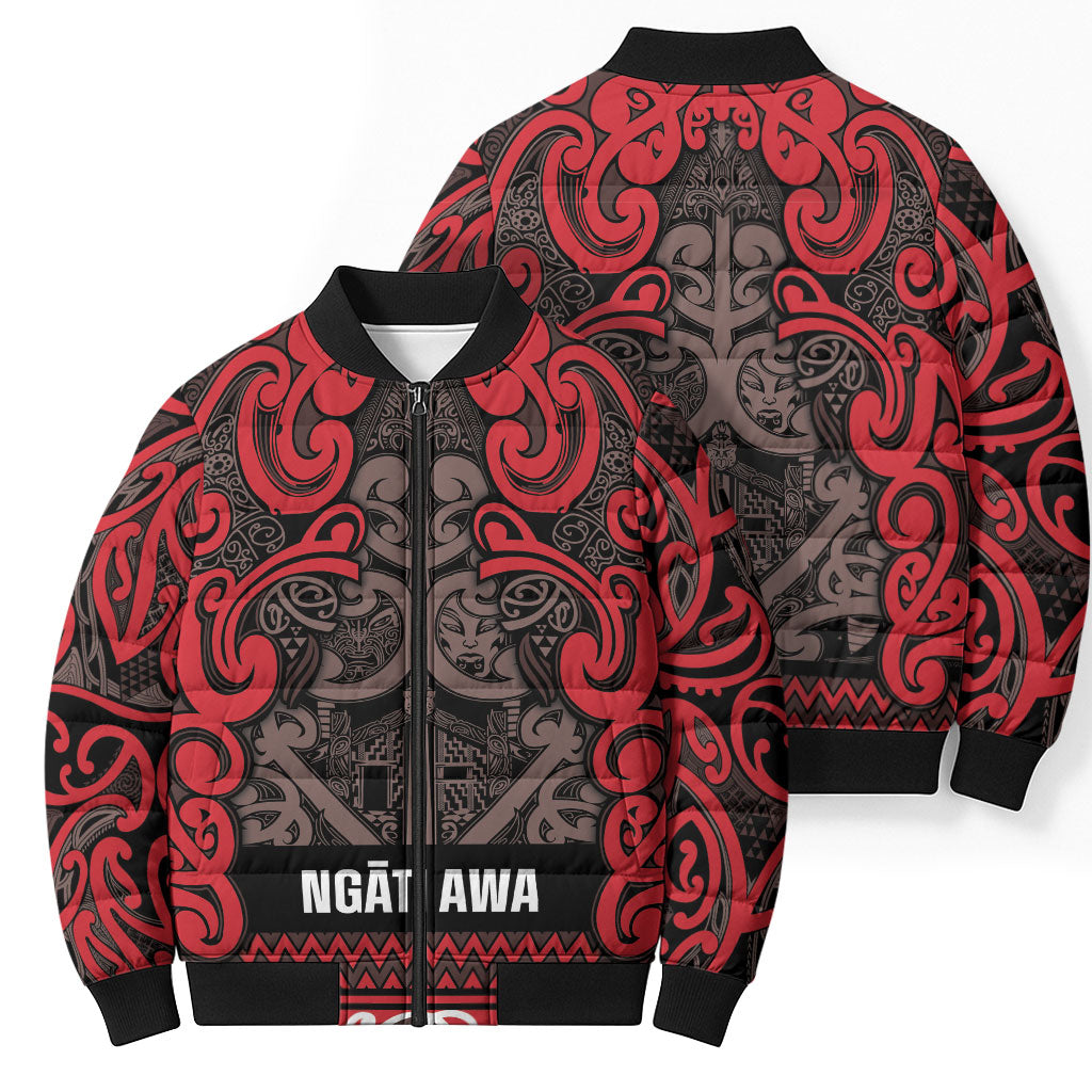 Aotearoa Iwi Ngati Awa Bomber Puffer Jacket Maori Wharenui House Tribal Pattern