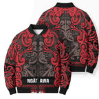 Aotearoa Iwi Ngati Awa Bomber Puffer Jacket Maori Wharenui House Tribal Pattern