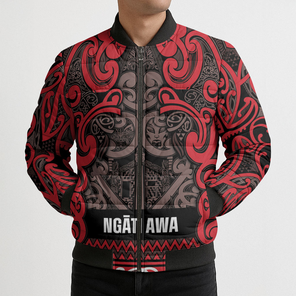 Aotearoa Iwi Ngati Awa Bomber Puffer Jacket Maori Wharenui House Tribal Pattern