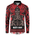 Aotearoa Iwi Ngati Awa Button Sweatshirt Maori Wharenui House Tribal Pattern