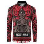 Aotearoa Iwi Ngati Awa Button Sweatshirt Maori Wharenui House Tribal Pattern