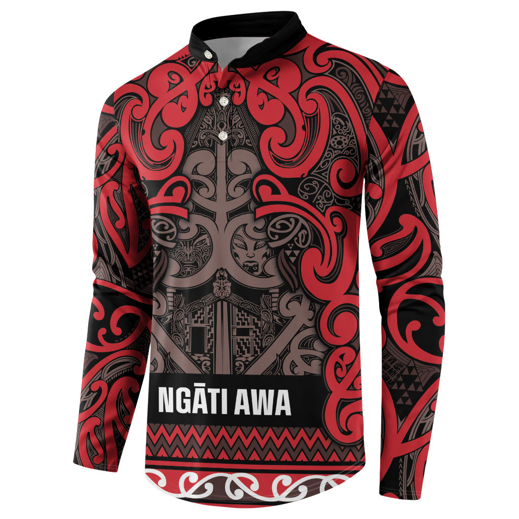 Aotearoa Iwi Ngati Awa Button Sweatshirt Maori Wharenui House Tribal Pattern