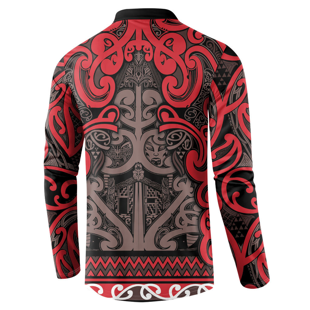 Aotearoa Iwi Ngati Awa Button Sweatshirt Maori Wharenui House Tribal Pattern