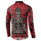 Aotearoa Iwi Ngati Awa Button Sweatshirt Maori Wharenui House Tribal Pattern