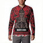 Aotearoa Iwi Ngati Awa Button Sweatshirt Maori Wharenui House Tribal Pattern