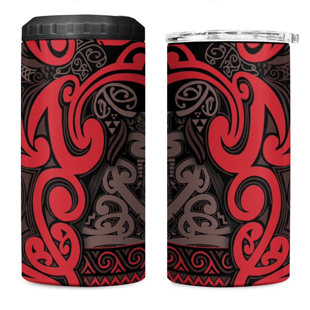 Aotearoa Iwi Ngati Awa 4 in 1 Can Cooler Tumbler Maori Wharenui House Tribal Pattern