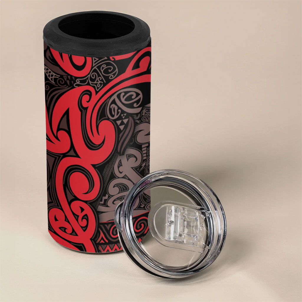 Aotearoa Iwi Ngati Awa 4 in 1 Can Cooler Tumbler Maori Wharenui House Tribal Pattern