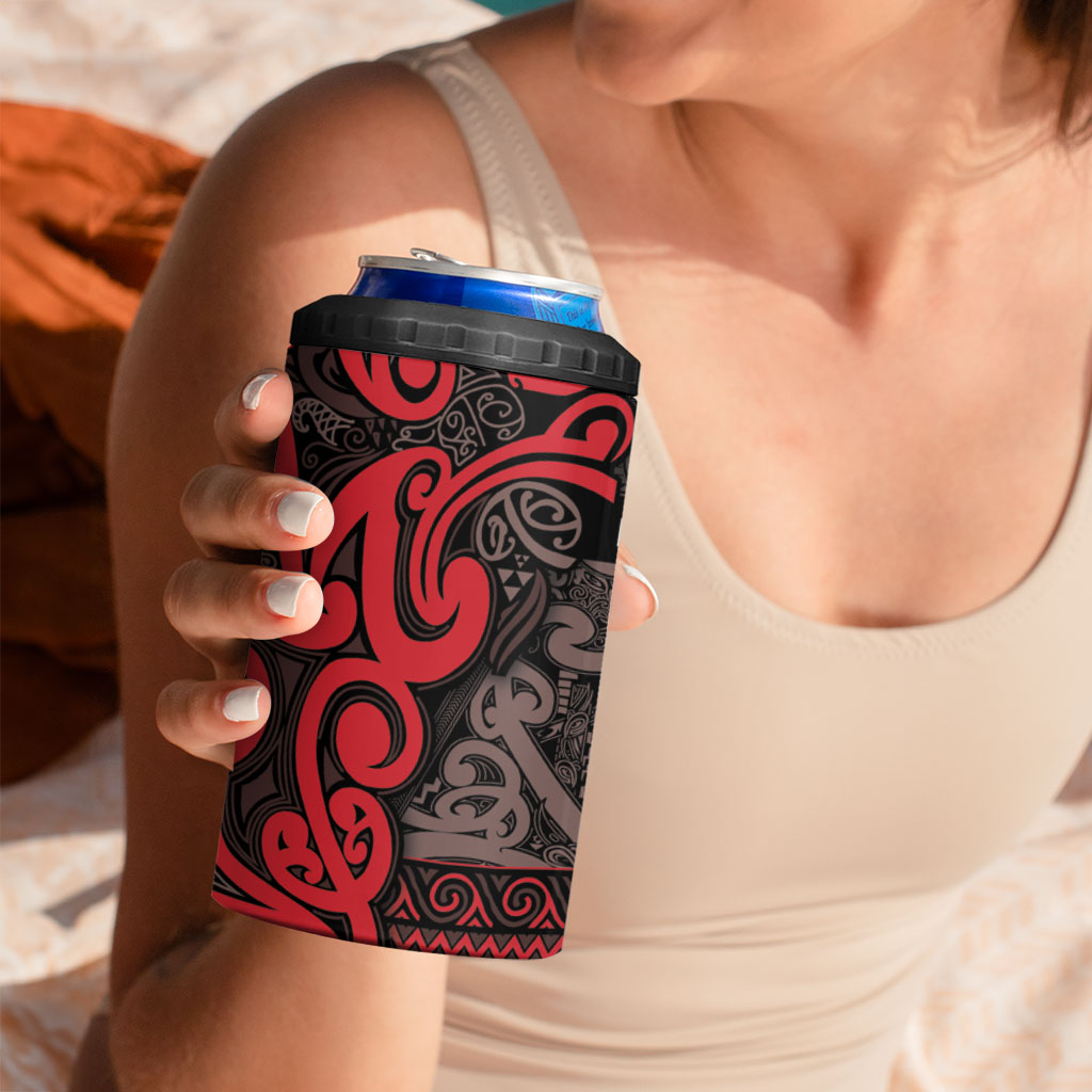 Aotearoa Iwi Ngati Awa 4 in 1 Can Cooler Tumbler Maori Wharenui House Tribal Pattern