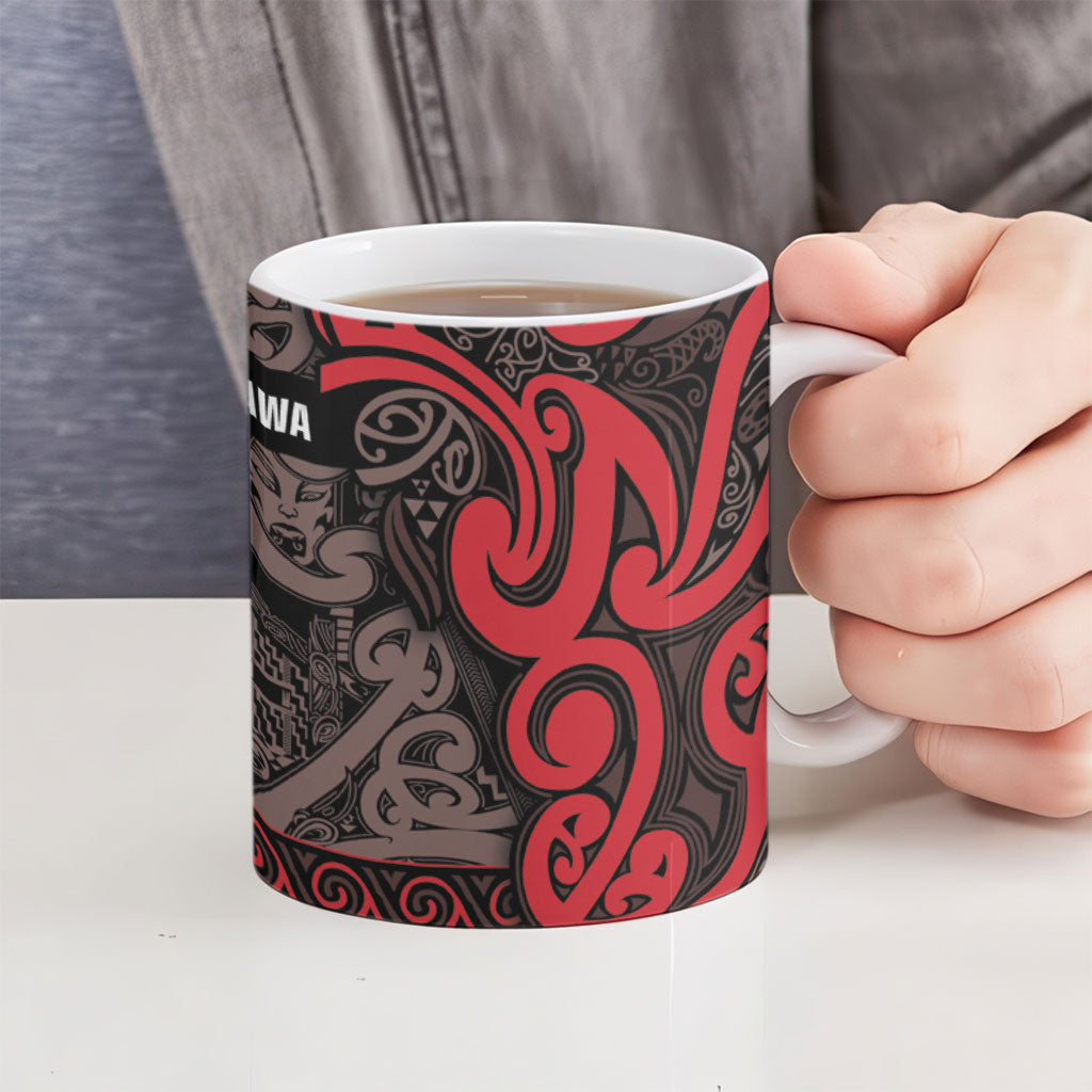 Aotearoa Iwi Ngati Awa Ceramic Mug Maori Wharenui House Tribal Pattern