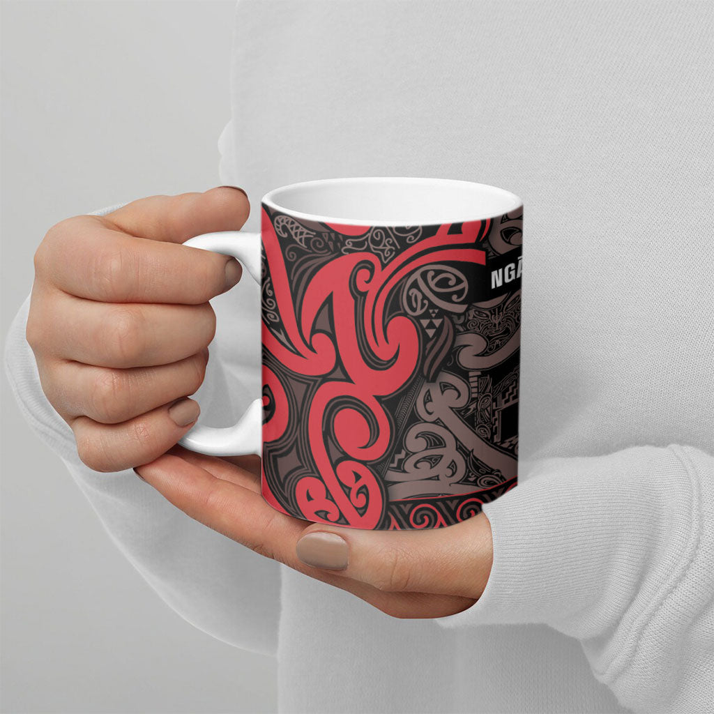 Aotearoa Iwi Ngati Awa Ceramic Mug Maori Wharenui House Tribal Pattern
