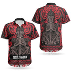 Aotearoa Iwi Ngati Awa Couples Matching Off Shoulder Maxi Dress and Hawaiian Shirt Maori Wharenui House Tribal Pattern