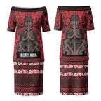 Aotearoa Iwi Ngati Awa Couples Matching Puletasi and Long Sleeve Button Shirt Maori Wharenui House Tribal Pattern
