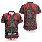 Aotearoa Iwi Ngati Awa Couples Matching Short Sleeve Bodycon Dress and Hawaiian Shirt Maori Wharenui House Tribal Pattern