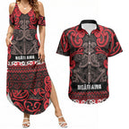 Aotearoa Iwi Ngati Awa Couples Matching Summer Maxi Dress and Hawaiian Shirt Maori Wharenui House Tribal Pattern