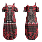 Aotearoa Iwi Ngati Awa Couples Matching Summer Maxi Dress and Long Sleeve Button Shirt Maori Wharenui House Tribal Pattern