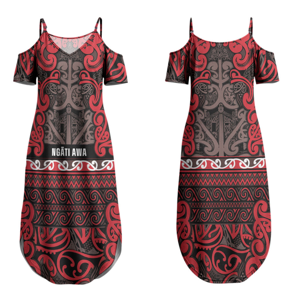 Aotearoa Iwi Ngati Awa Couples Matching Summer Maxi Dress and Long Sleeve Button Shirt Maori Wharenui House Tribal Pattern