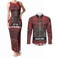 Aotearoa Iwi Ngati Awa Couples Matching Tank Maxi Dress and Long Sleeve Button Shirt Maori Wharenui House Tribal Pattern