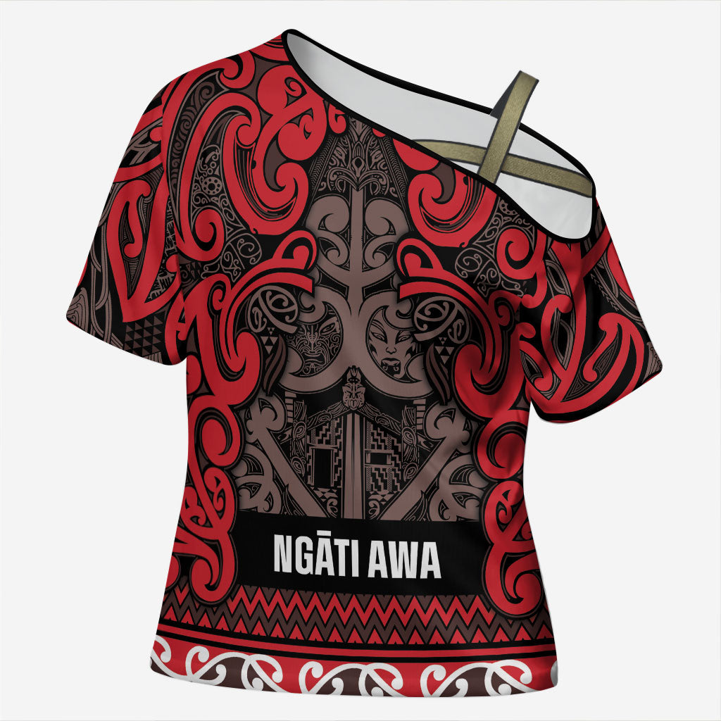 Aotearoa Iwi Ngati Awa Cross Shoulder Shirt Maori Wharenui House Tribal Pattern