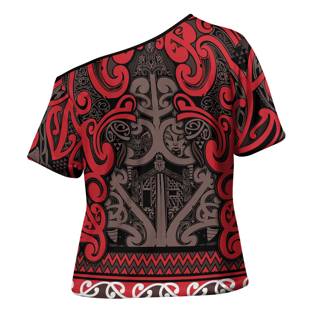 Aotearoa Iwi Ngati Awa Cross Shoulder Shirt Maori Wharenui House Tribal Pattern