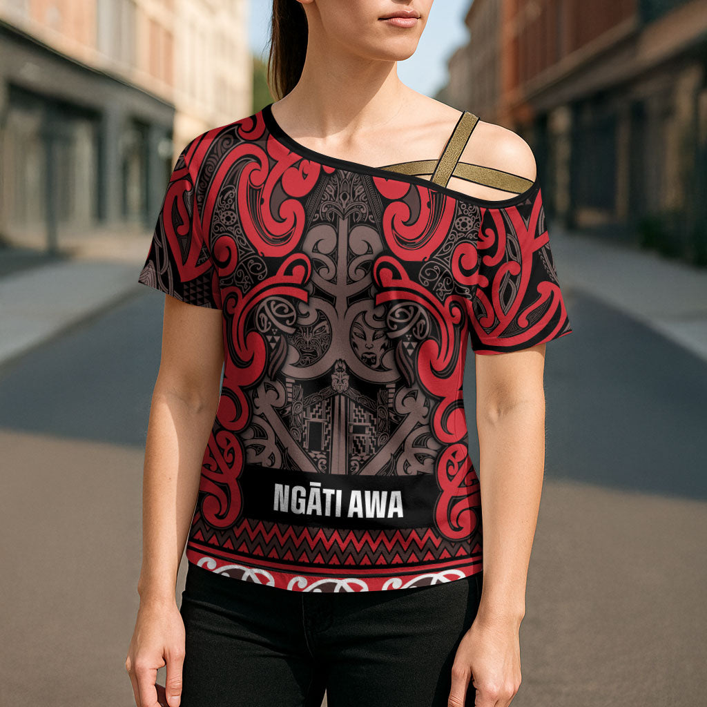 Aotearoa Iwi Ngati Awa Cross Shoulder Shirt Maori Wharenui House Tribal Pattern