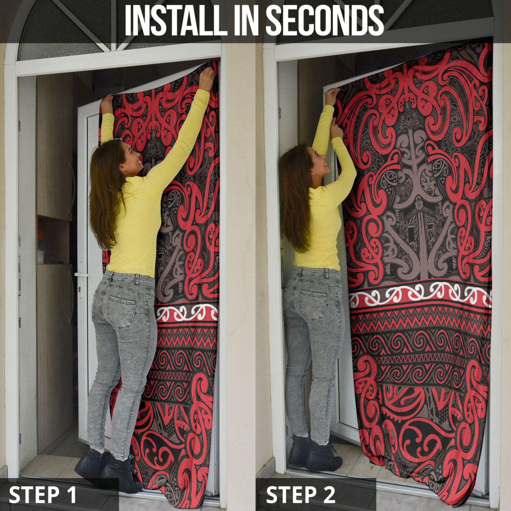 Aotearoa Iwi Ngati Awa Door Cover Maori Wharenui House Tribal Pattern