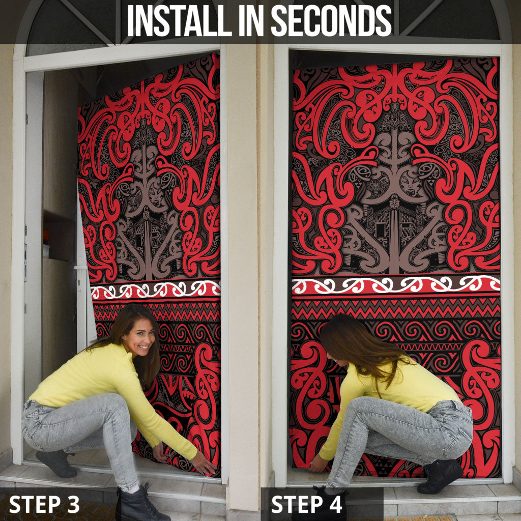 Aotearoa Iwi Ngati Awa Door Cover Maori Wharenui House Tribal Pattern