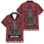 Aotearoa Iwi Ngati Awa Family Matching Long Sleeve Bodycon Dress and Hawaiian Shirt Maori Wharenui House Tribal Pattern